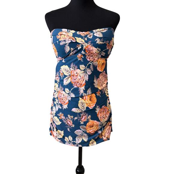 Nwt JANTZEN Women's Blue Vamp Tapestry One Piece Swim Dress Size 10 - Picture 6 of 10